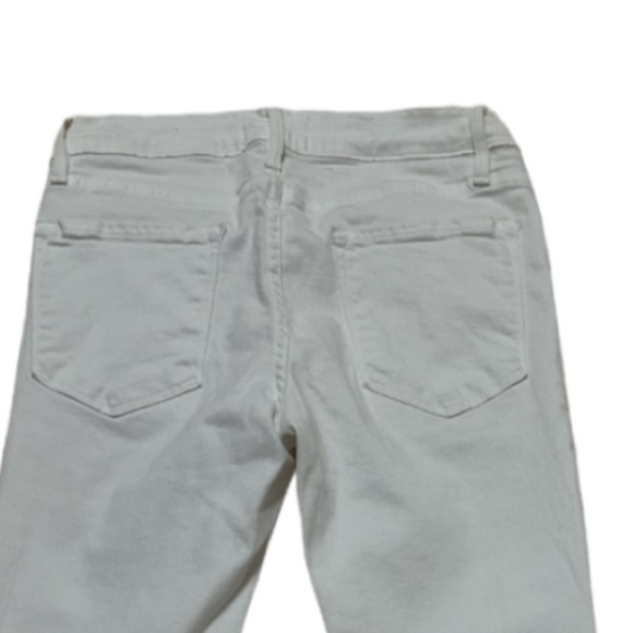 Frame Le Skinny de Jeanne Stagger Raw Hem White Denim White Size 28 - Picture 4 of 16